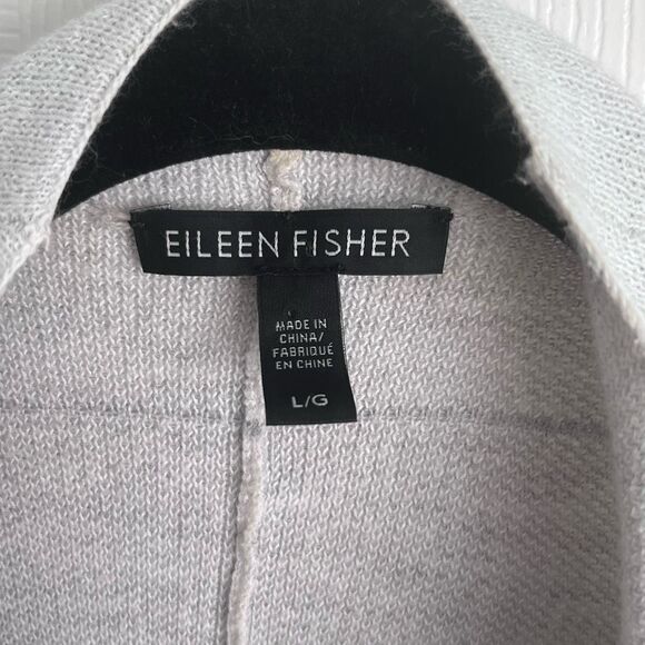Eileen Fisher Long Neutral Organic Cotton Blend Cardigan Size Large Oversized - Picture 6 of 7